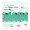 300 Count Mint Flavor Dental Floss Picks, Shred-Resistant Floss Stick for Deep Cleaning Tight Teeth, Flavoured Toothpicks for Daily Oral Care, Sealed Bag Moisture-Proof Package(2 Pack of 150 Count) view 1