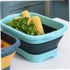 Collapsible Dish Basin with Drain Plug & Drain Basket Large Collapsible Sink Portable Multi-Functional Vegetable Washing Basket for Home Kitchen, Green view 2