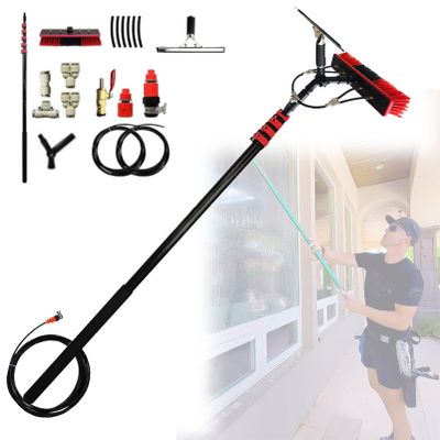 OzcNykt 3.6M-12mTelescopic Brush, Window Cleaning Equipment, Extendable Window Cleaning Pole, for Photovoltaic and Solar Panel Cleaning 5.4M/17FT