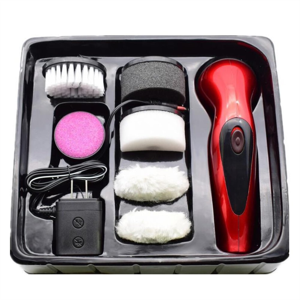ROHCGHC Electric shoe polisher, Shoe brush foot polisher car leather care device Electric(Red)