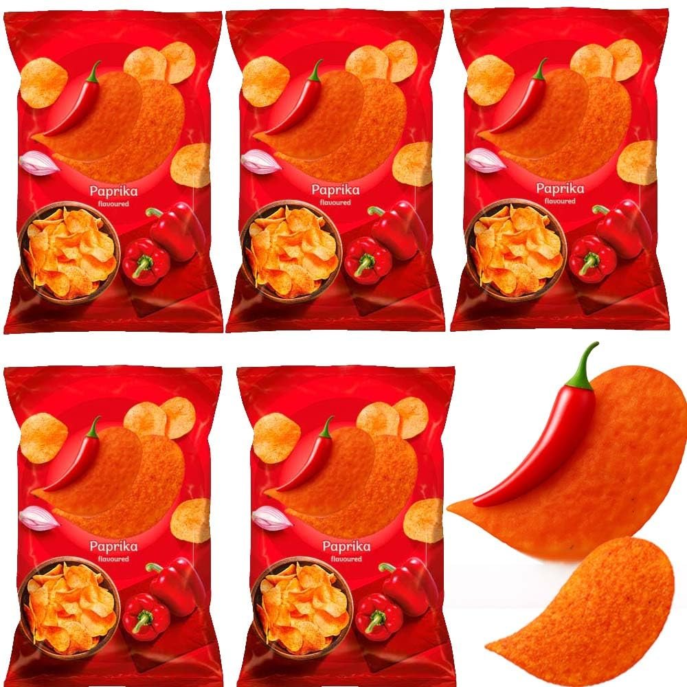 Crispy Flavoured Potato Chips Salted, Fromage, Paprika, Mushroom & Cream, Sour Cream & Onion 130g Assorted Snack Pack - Lys (10 x Pack, Paprika)