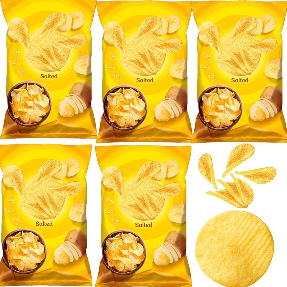 Crispy Flavoured Potato Chips Salted, Fromage, Paprika, Mushroom & Cream, Sour Cream & Onion 130g Assorted Snack Pack - Lys (10 x Pack, Salted)