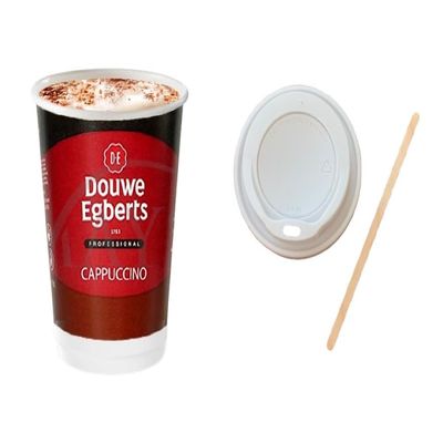 British Food Shop 2Go Cappuccino in 12oz Branded Cups [Pack of 20 with Lids and Stirrers]