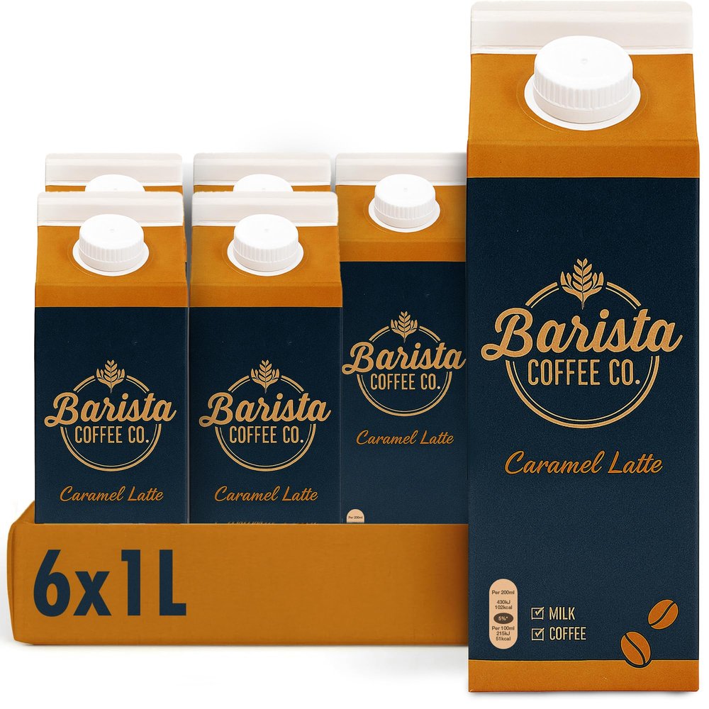 Barista Coffee Co. Caramel Latte Iced Coffee Drink, 1 Litre (Pack of 6)