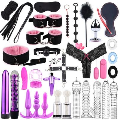 ZeeKoug 34 Sets Of Extreme Sports Accessories For Couples' Wrists And Buttocks, Leisure Indoor Fun Cosplay Equipment Tools (Pink), Original Gifts