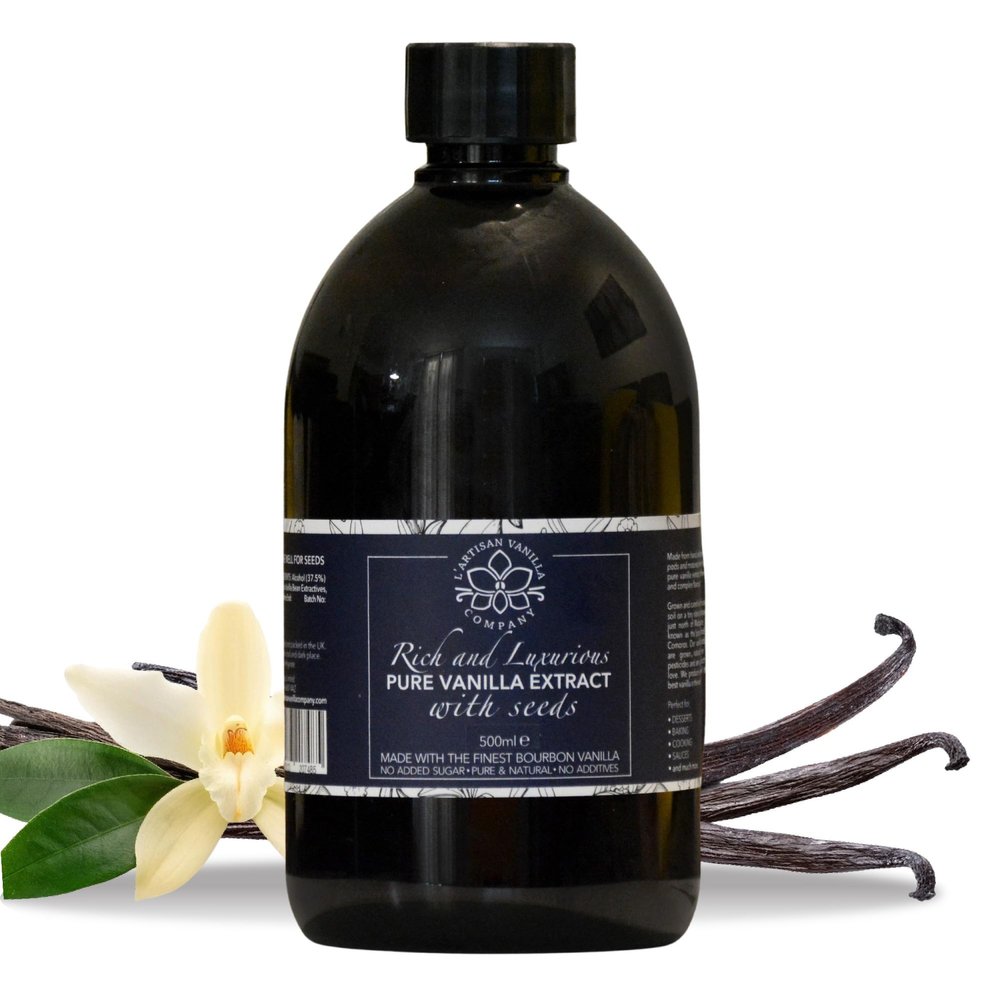 L'Artisan Vanilla Company - Rich & Luxurious, Pure, Natural Vanilla Extract, with Seeds. Made with Premium Gourmet Bourbon Vanilla (500ml)
