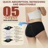 ENCODD Washable Period Underwear for Women, Reusable Period Pants Leakproof Menstrual Pants High Waist Postpartum Underwear Cotton Menstrual Knickers, 3Pack M Black view 3