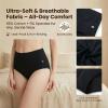 ENCODD Washable Period Underwear for Women, Reusable Period Pants Leakproof Menstrual Pants High Waist Postpartum Underwear Cotton Menstrual Knickers, 3Pack M Black view 4