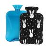 Mexpekil Cute Rabbit Bunny Polka Dots Hot Water Bottle with Cover, 2L PVC Hot Water Bag for Pain Relief, Feet, Back, Warmth view 1