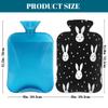 Mexpekil Cute Rabbit Bunny Polka Dots Hot Water Bottle with Cover, 2L PVC Hot Water Bag for Pain Relief, Feet, Back, Warmth view 2