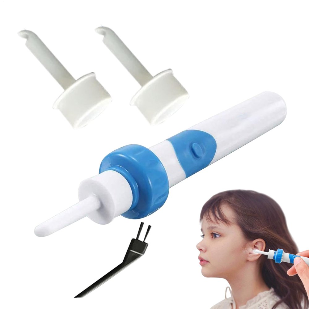 Earwax Removal Kit - Electric Ear Wax Removal Kit | Soft Earwax Cleaner Ear-Pick Clean Set | Soft Silicone Cleaning Tool with 2 Replacement Heads for Kids, Adults, Family, Home Personal Care & Travel