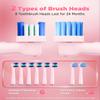 Rotating Electric Toothbrush with 8 Brush Heads for Adults and Kids, 3 Intensities 5 Modes, Wireless Wall Charging Station, Sonic Toothbrush with 2-Minute Smart Timer (Pink) view 3