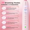 Rotating Electric Toothbrush with 8 Brush Heads for Adults and Kids, 3 Intensities 5 Modes, Wireless Wall Charging Station, Sonic Toothbrush with 2-Minute Smart Timer (Pink) view 4