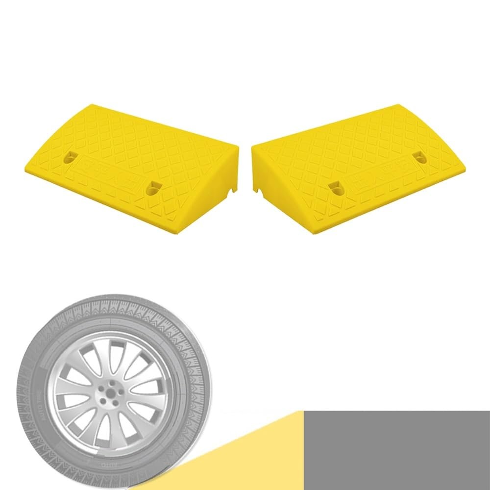 1 PCS Non-Slip Rubber Curb Ramp for Wheelchairs and Vehicles - 2"-5" Rise Height,(Yellow,5.9"H)