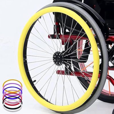 1Pair Wheelchair Push Rim Covers - 22/24in Non-Slip Rear Wheel Sports Wheelchair Rubber Cover, Wear-Resistant, Improve Grip and Traction