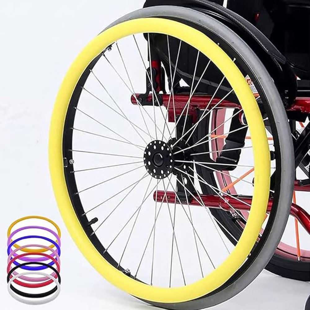 1Pair Wheelchair Push Rim Covers - 22/24in Non-Slip Rear Wheel Sports Wheelchair Rubber Cover, Wear-Resistant, Improve Grip and Traction