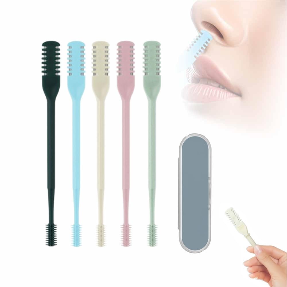 2 in 1 Nasal Hair Cutter, 2025 New Double Sided Nose Hair Knife, Manual 360 Rotating Nostril Hair Removal Tool Double Sided Blade with Ear Digger for Men and Women (5PCS)
