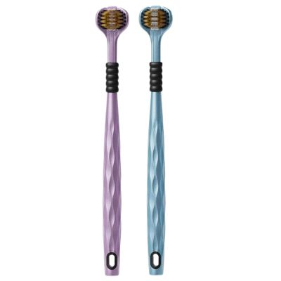 3 Sided Toothbrush, 2PCS Three-Side Cleaning Toothbrush, Multi Angle Deeply Cleaning Soft Toothbrushs for Adults & Kids, Ultra Soft Bristles Clean Teeth Toothbrushs Gum Care (Random Colors)