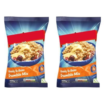 Ready to Bake Crumble Mix, 400g, Pack Of 2, Sweet Oat Topping for Fruit Desserts, Vegetarian