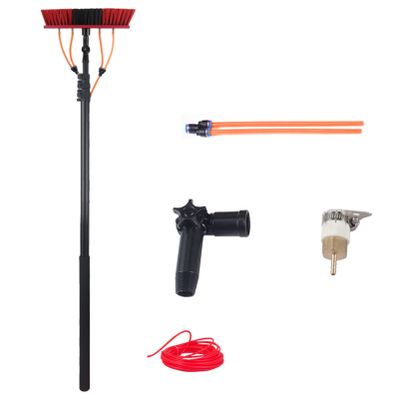 12-36Ft Window Washing Kit with Extension Pole, Window Cleaning Tool & Solar Panel Cleaning Brush with Telesindoor Outdoor Window Washing Equipment,30Cmbrush-12Ft/3.6M/30Cmbrush/29