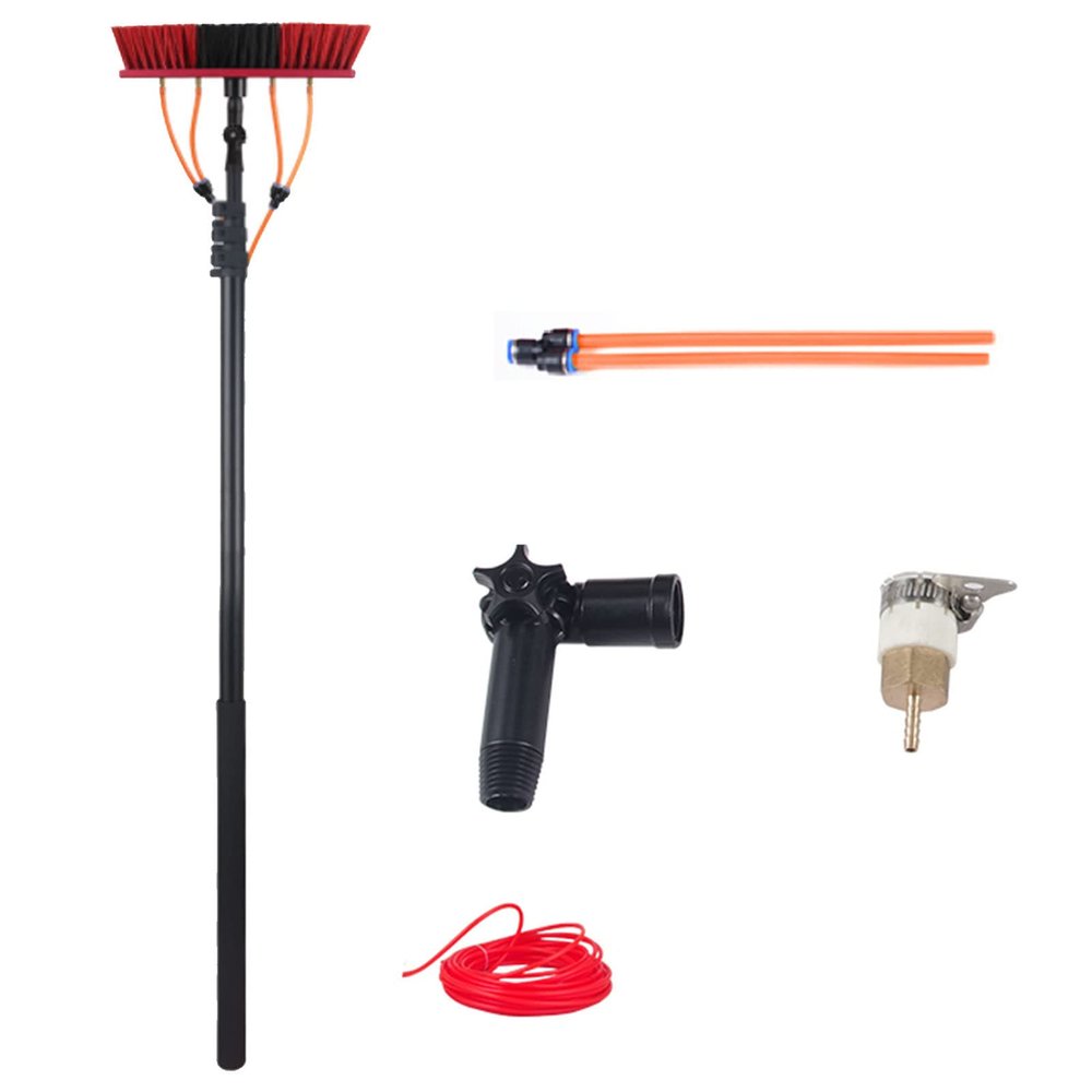 12-36Ft Window Washing Kit with Extension Pole, Window Cleaning Tool & Solar Panel Cleaning Brush with Telesindoor Outdoor Window Washing Equipment,30Cmbrush-12Ft/3.6M/30Cmbrush/29
