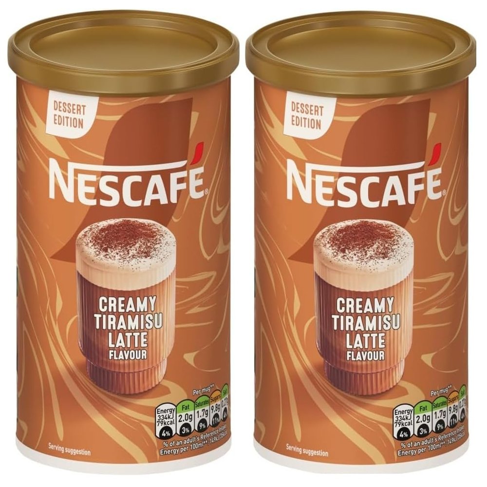 NESCAF Dessert Edition Creamy Tiramisu Latte Instant Coffee Tin, 260g (Pack of 2) Multiserve Frothy Instant Coffee 520g Total