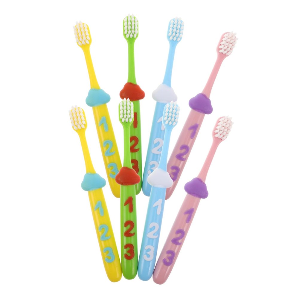Yardenfun 2 Sets Toothbrush with Soft Bristles for Ages Numeric Handle for Fun Independent Brushing Growth-Friendly Design for Cleaning During Tooth Replacement Phase