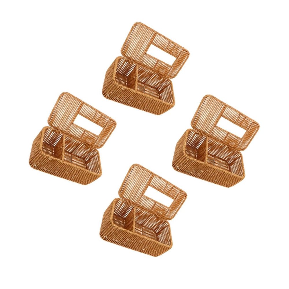 ABOOFAN 4pcs Box Imitation Rattan Woven Tissue Box Rectangular Japanese Style Decorative Tissue Napkin Holder for Living Home Kitchen Bathroom