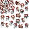 Gyufise 54Pcs Edible Skull Cupcake Toppers Wafer Paper Halloween Skull Cupcake Toppers Roses Skeleton Cupcake Picks for Halloween Eve Theme Party Birthday Baby Shower Decor Supplies Red view 3