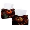 2 pack Autumn Leaves and Pumpkin (3) Tissue Box Cover, Decorative Tissue Box Dispenser for Bathroom, Parlors, Office, Bedroom Dresser, Vanity Countertop, Nightstand, Car, and Desk view 1