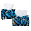 2 pack Blue Butterfly Pattern (3) Tissue Box Cover, Decorative Tissue Box Dispenser for Bathroom, Parlors, Office, Bedroom Dresser, Vanity Countertop, Nightstand, Car, and Desk view 1