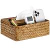 AceOrbit Rectangular Tissue Box Cover with Storage Compartments 9.4 6.7 3.2 Inches Rattan Multi-Compartment Decorative Tissue Box or Home Bathroom Living Room Table Desk Office view 1