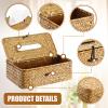 AceOrbit Rectangular Tissue Box Cover with Storage Compartments 9.4 6.7 3.2 Inches Rattan Multi-Compartment Decorative Tissue Box or Home Bathroom Living Room Table Desk Office view 3
