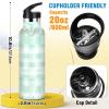 EtherSpher Green Lolita Lace Plaid BPA-Free Leak Proof Reusable Water Bottles with Leak Proof Spout Lid Keeps Hot and Cold for Travel, Camping, Sports view 2