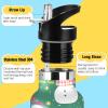 EtherSpher Merry Christmas Snowman Star Green BPA-Free Leak Proof Kids Water Bottle with Straw Double-Wall Insulation for Sport Gym Outdoor Travel School view 3