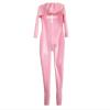 100% Latex Rubber Clothing Set Catsuit Hood Pink Sock Set,Women,L