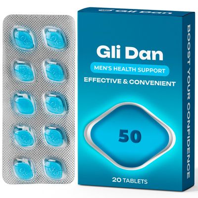 Glidan 20 Blue Tablets for Men Fast-Acting Formula with L-Arginine, Ginseng and Maca Vitality, Stamina and Strength Support Convenient & Easy to Swallow - Made in the UK