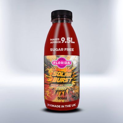 Florida Soda Energy Syrup Compatible with SodaStream - 330ml, 500 ml & 1000ml Lemon Vortex Energy Concentrates, Flavourings For Fizzy Drinks (500ml, Solar Burst Sugar Free)