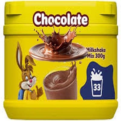 Milkshake Powder Collection Chocolate & Strawberry Flavours 300g Tubs Rich, Fruity, Easy Mix - Nsqk (4 x Tub, Chocolate)