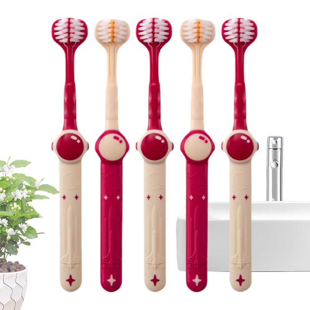 3 Sided Toothbrush | Space Toothbrushes for Kids,Reusable Gentle Brushing Tool for Aged 3-12 Travel Hygiene Care Home Bathroom