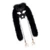 Asukohu Furry Wolf Mask Faux Fur Vikinges Foxes Wendigo Headpiece for Halloween Werewolf Costume Barbararian Cosplay Party Furry Wolf, black, One Size view 1