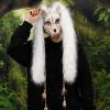 Asukohu Furry Wolf Mask Faux Fur Vikinges Foxes Wendigo Headpiece for Halloween Werewolf Costume Barbararian Cosplay Party Furry Wolf, black, One Size view 2