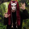 Asukohu Furry Wolf Mask Faux Fur Vikinges Foxes Wendigo Headpiece for Halloween Werewolf Costume Barbararian Cosplay Party Furry Wolf, black, One Size view 3
