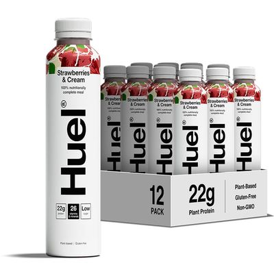 Huel Ready-to-drink Meal, Strawberries and Cream Protein Drink, 12 x 500ml Bottles, Protein Shakes, Pre-Portioned Meal, 20g of Protein per Bottle, Rich in Essential Vitamins, Meal Replacement Shake
