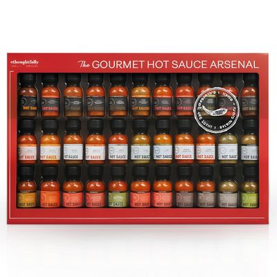 Gourmet Hot Sauce Gift Set 30 Bottle Arsenal Selection with 3 Collections: Extreme Heat, Small Batch & Global Flavours Spicy Chilli Heat Pack - Gifts for Men & Women, Birthday Gifts