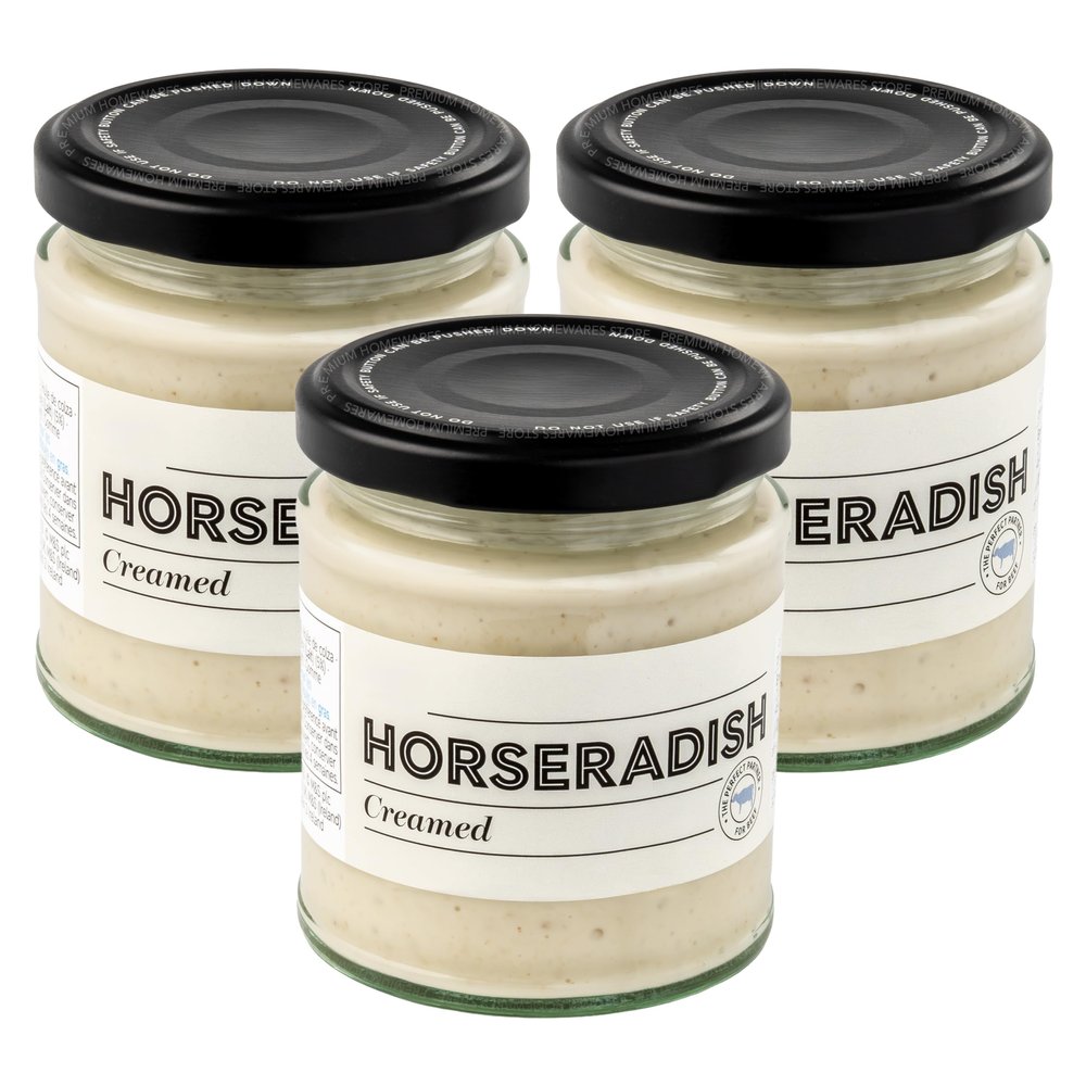 3 x 160g Premium British Creamed Horseradish Sauce in Jars, Perfect with Roast Beef, 480g