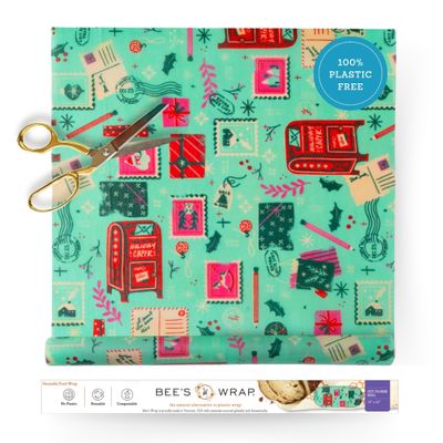 Bee's Wrap Beeswax Wraps for Food - Seasons Greetings Cut to Size Wax Paper Roll - Made in USA Reusable Waxed Paper & Bowl Covers - Organic & Eco-Friendly Alternative to Aluminum Foil & Plastic Wrap