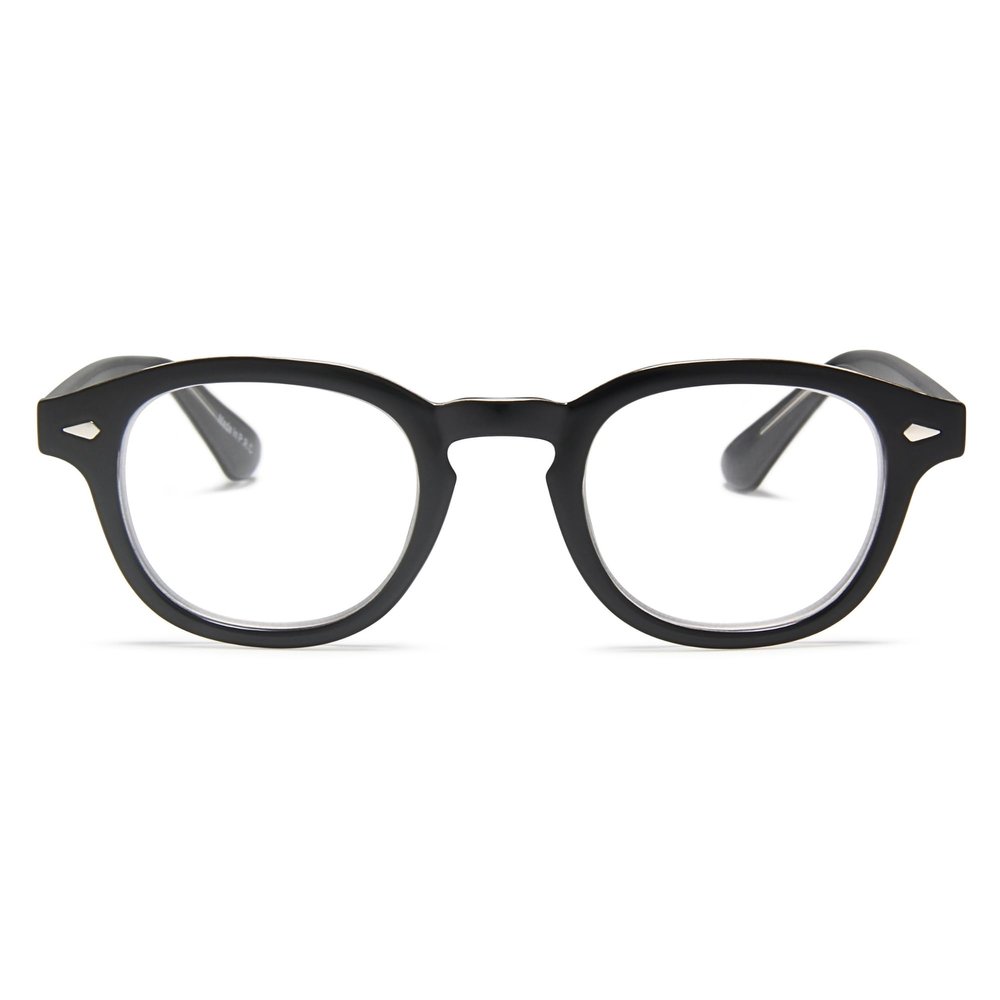 2SeeLife Retro Round Reading Glasses for Men and Women Narrow-Medium Fit, Premium Readers Spring Hinges, Solid & Sturdy, Black, +1.50