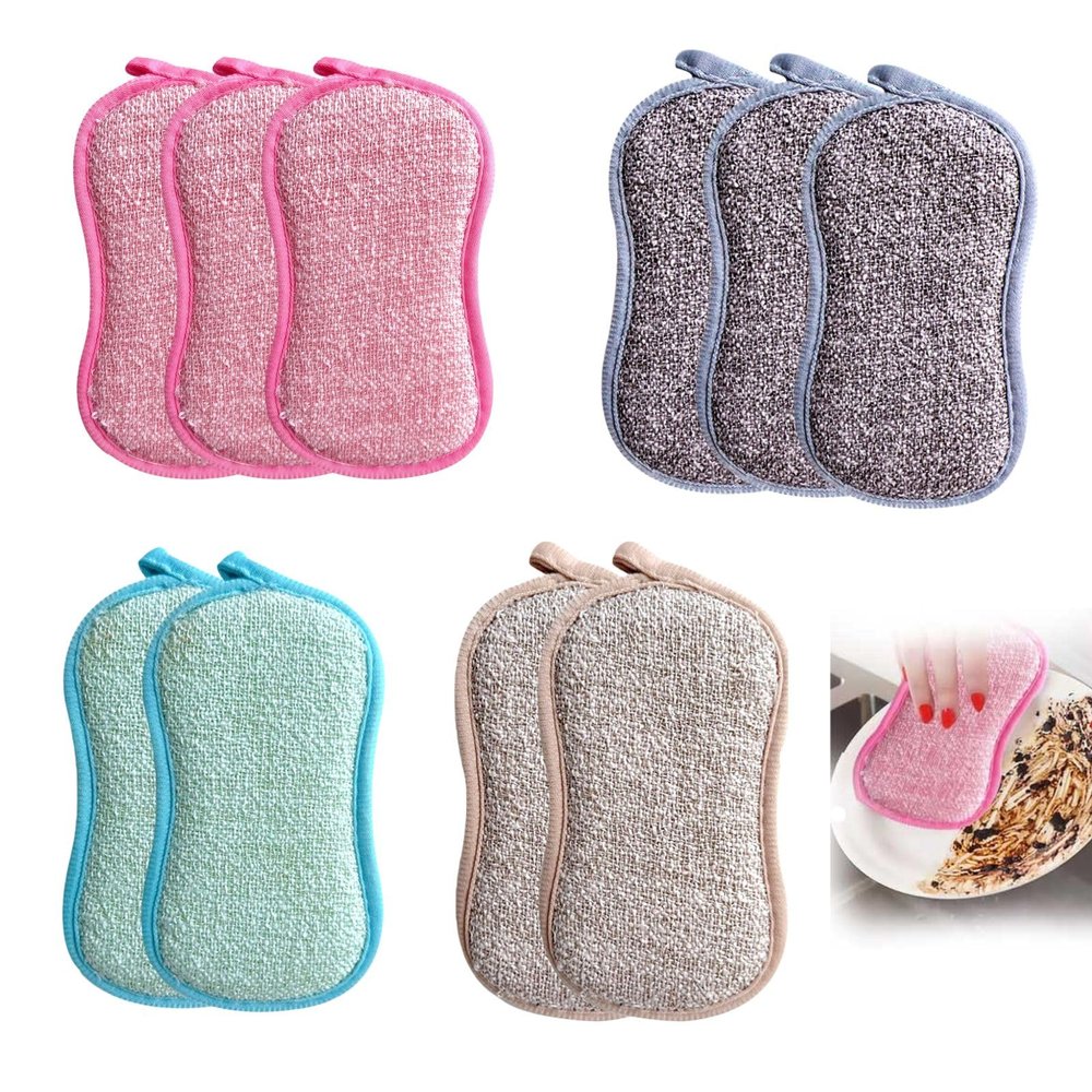 Dishwasher Sponges Kitchen Scouring Pads Pack of 10 Multi-Coloured Foam Sponge Set with High Absorption, Scratch-free, Durable and Reusable for Dishes, Countertops and Stoves