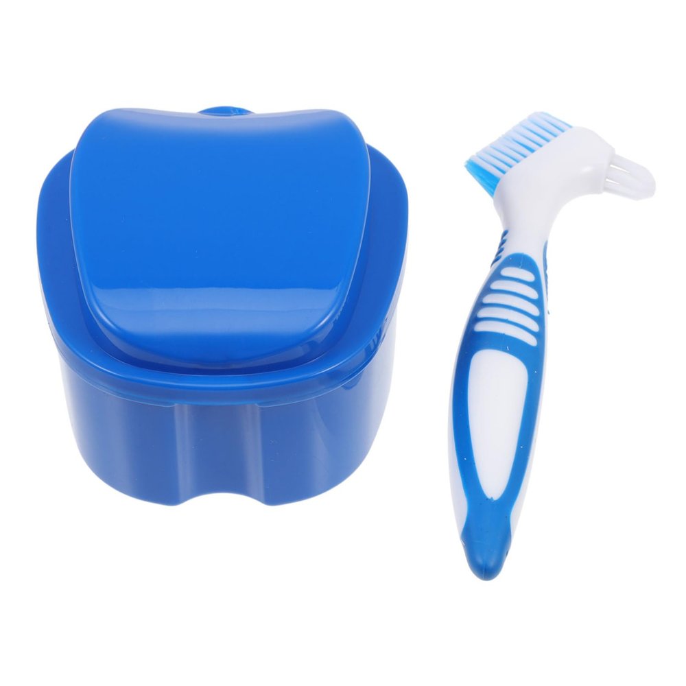 BAZEITFLOW Denture Box for Storage Includes Soft Bristle Denture Brush for Oral Care Routine at Home Travel